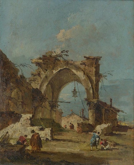 Francesco Guardi painting A Caprice with a Ruined Arch