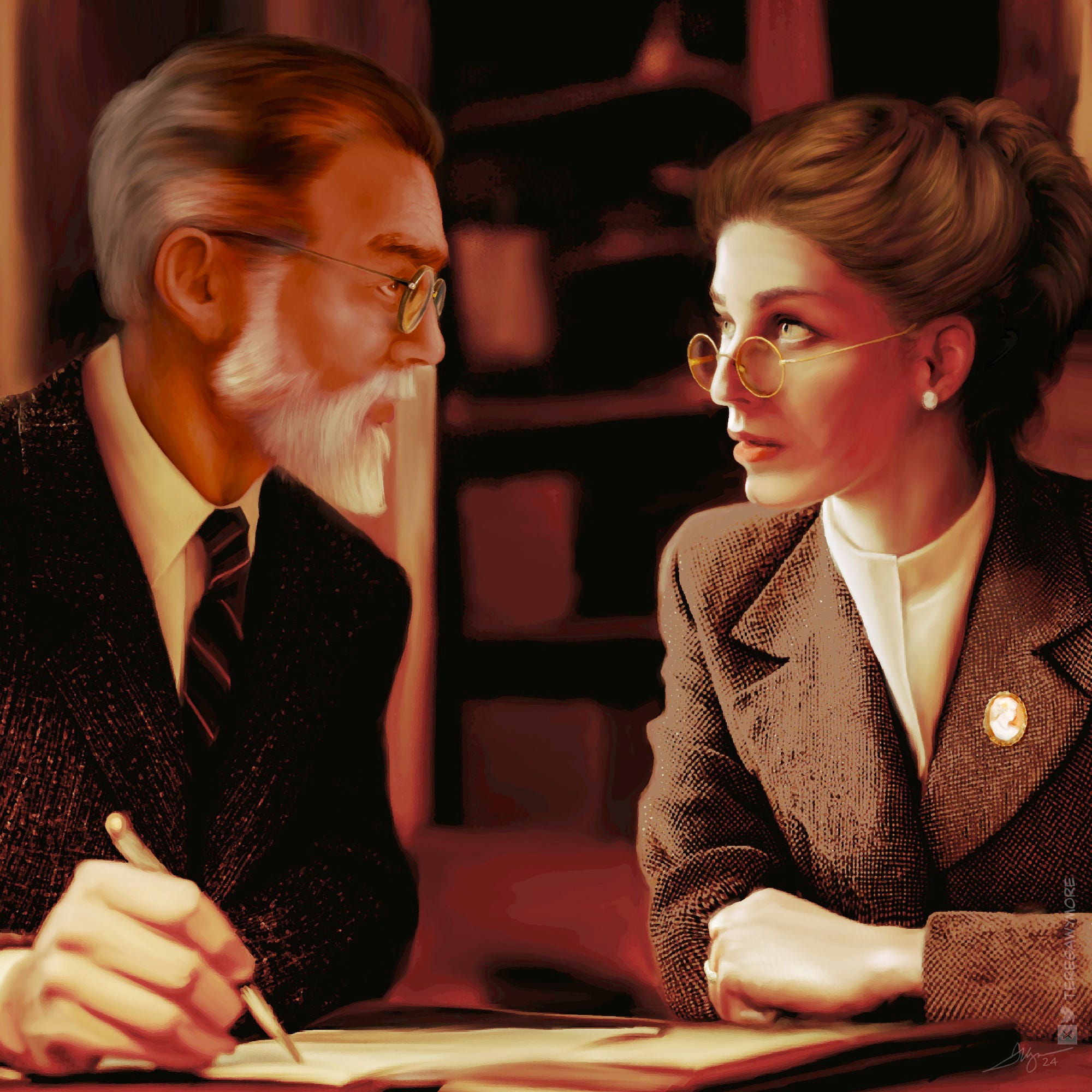 Dr. Victor Stahl and Dr. Eleanor Wentworth at the Chicago Institute for Psychoanalysis.