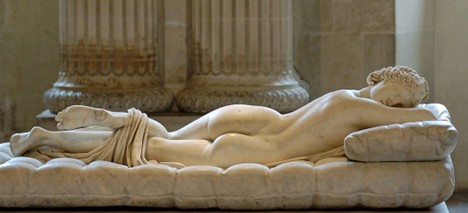Sleeping Hermaphroditus sculpture at the Louvre